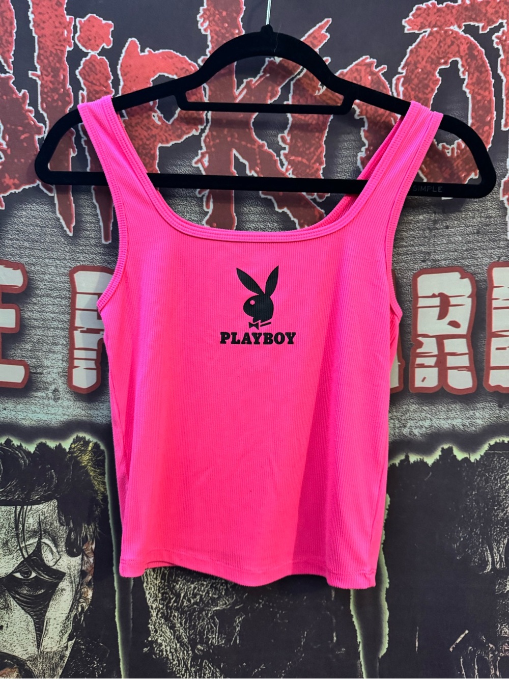 PLAYBOYWomen's Pink Ribbed Tank Top